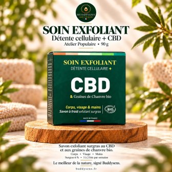 Savon exfoliant bio au CBD, saponifié à froid | BuddySens